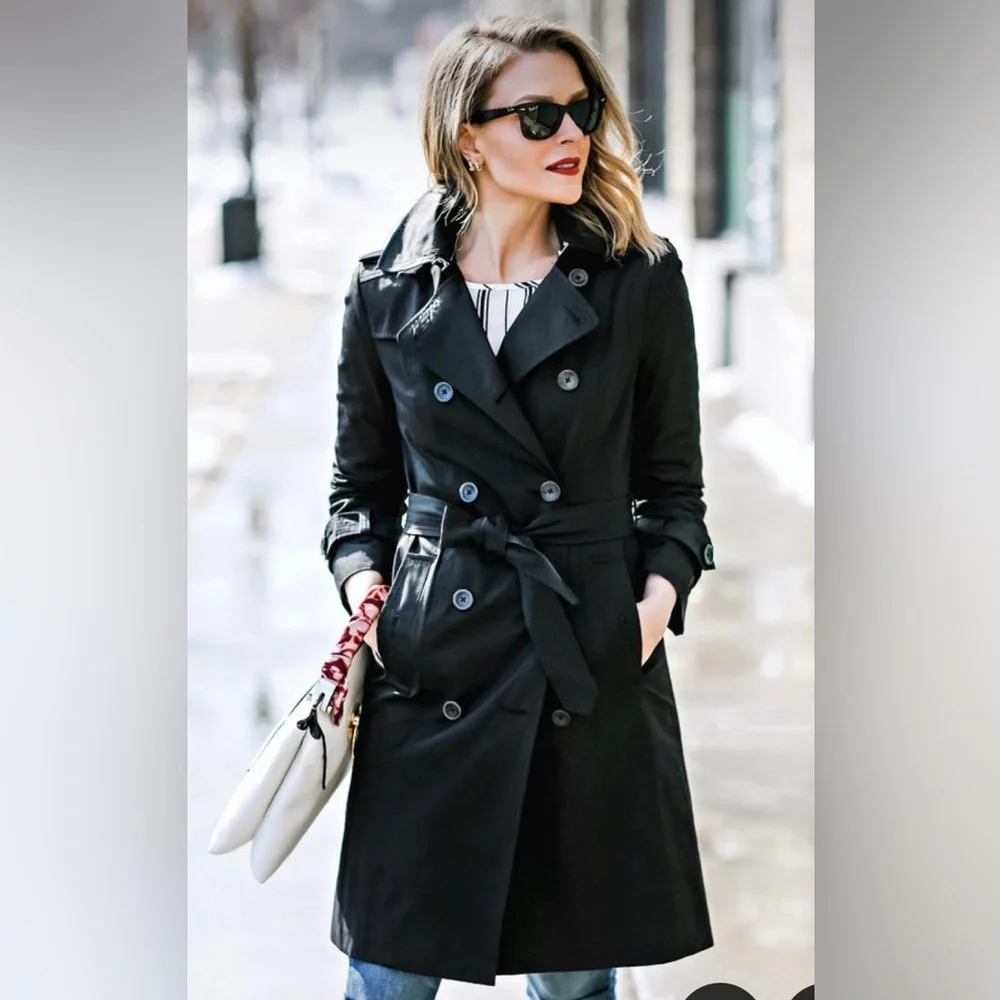 Vintage | Classic London Fog Trench Coat with waist belt | Black Washed | 8P - Picture 1 of 11